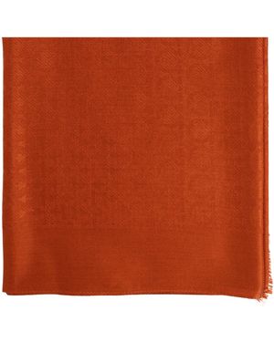 Ferragamo Silk Scarf With Monogram - Orange