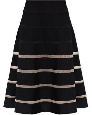 Balmain Flared Skirt With Transparent Panels - Black