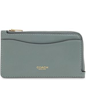 COACH Leather Card Case - Grey