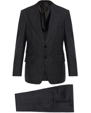 Tom Ford Wool Suit With A Check Pattern - Black