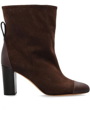 Odissi Suede Heeled Ankle Boots - Brown