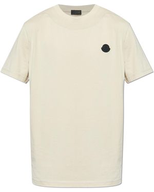 Moncler T-Shirt With Logo - Natural