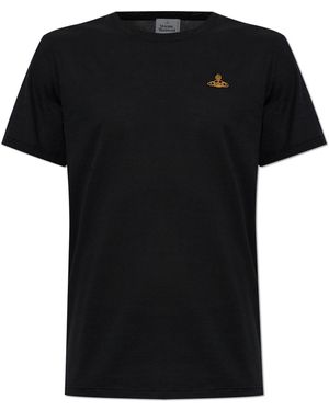 Vivienne Westwood Cotton T-Shirt With Embroidered Logo - Black