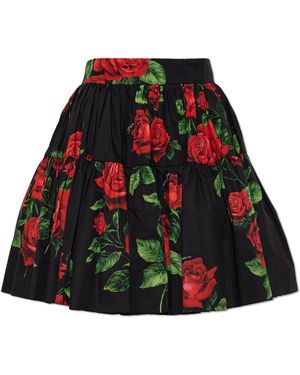 Dolce & Gabbana Cotton Skirt With Floral Motif - Red