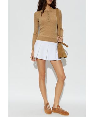 Lacoste Fitted Wool Polo Sweater - White
