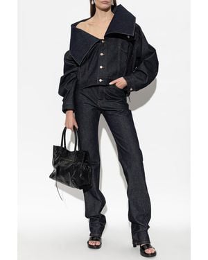 Balenciaga Denim Jacket With A High Collar - Black