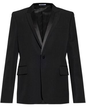 McQueen Wool Blazer With Silk Lapels - Black