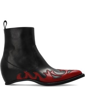 Maison Margiela Leather Wedge Ankle Boots - Black