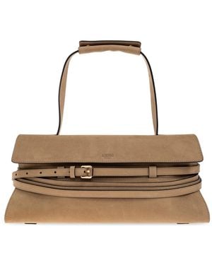 Moschino Suede Handbag 'Tie' - Natural