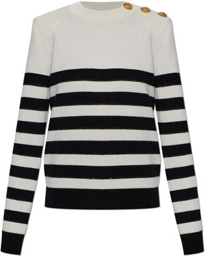 Balmain Jumper With Shimmering Sequins - White