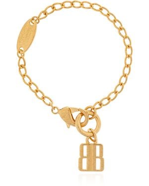 Balenciaga Bracelet With A Logo-Shaped Pendant - Metallic