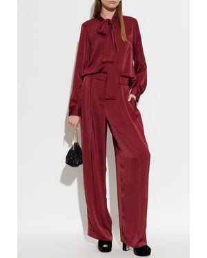 MICHAEL Michael Kors Satin Shirt With Decorative Neck Tie - Red
