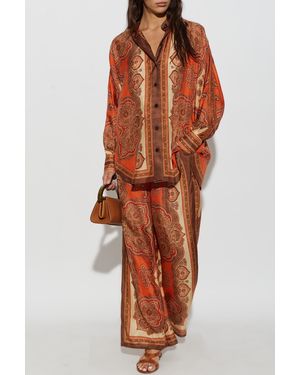 Zimmermann Silk Wide-Leg Pants - Orange