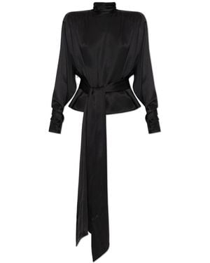 Balmain Silk Shirt With Asymmetric Cut - Black