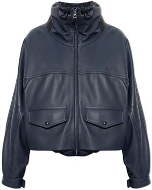 Loewe Leather Jacket With Stand-Up Collar - Blue