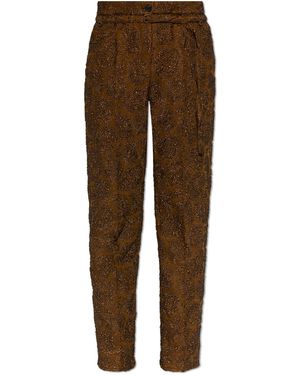 Dries Van Noten 'Persy' Trousers With Lurex Thread - Brown