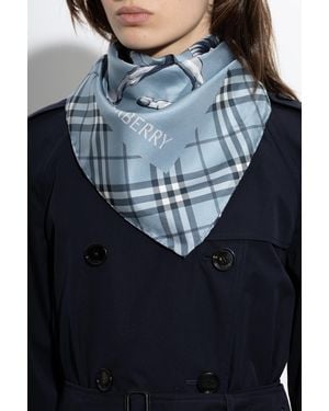 Burberry Silk Scarf - Blue