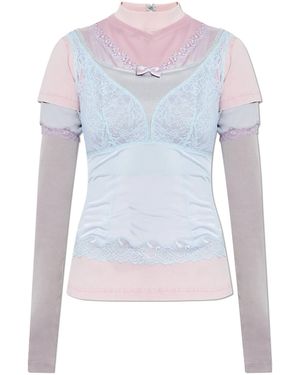 Balenciaga Top With Stand-Up Collar - Blue