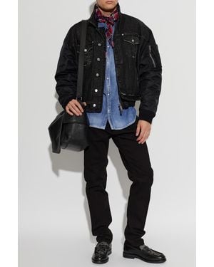 DSquared² Bomber Jacket Made From Mixed Materials - Black