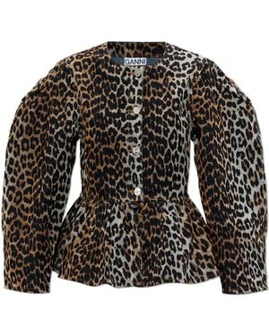 Ganni Shirt With Animal Motif - Black