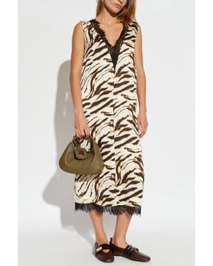 Ganni Animal Print Dress - Brown