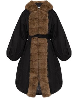 ROTATE BIRGER CHRISTENSEN Coat With Faux Fur - Black