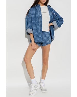 Perfect Moment Denim Shirt With Houndstooth Pattern - Blue
