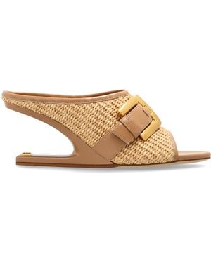 Balmain "Anthem" Wedge Sandals - Natural