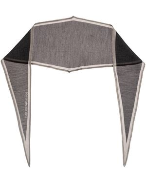 Emporio Armani Asymmetrical Scarf With Logo - Grey