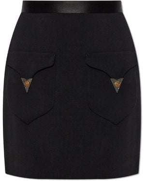 Versace Wool Skirt With Pockets - Black