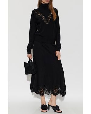 Zimmermann Wool Sweater With A Stand-Up Collar - Black