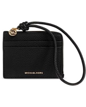 MICHAEL Michael Kors Leather Card Holder With Logo - Black
