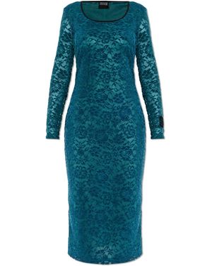 Versace Jeans Couture Lace Dress With Long Sleeves - Blue