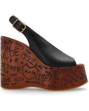 Chloé Maxime Wedge Sandals - Brown