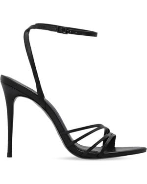 Black Suede Studio Leather Heeled Sandals "Ella" - White