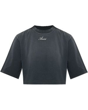 Amiri Cropped T-Shirt With A 'Vintage' Effect - Black