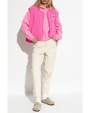 American Vintage Furry Vest With Logo Patch - Pink
