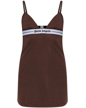 Palm Angels Short Slip Dress With Straps - Brown