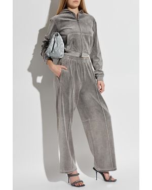 Alexander Wang Sweatshirt With Shimmering Crystals - Gray