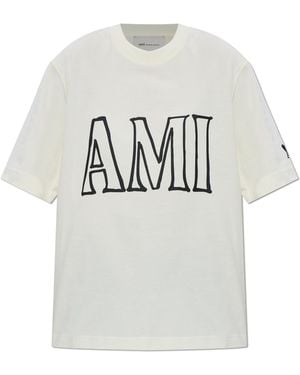 Ami Paris T-Shirt With Print - Grey