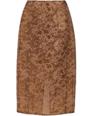 Acne Studios Lace Skirt With A Slit - Brown