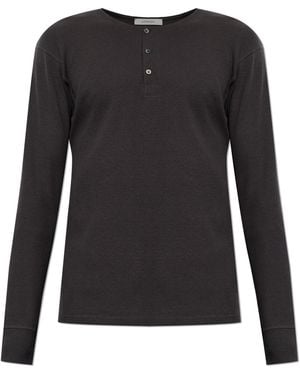 Lemaire Ribbed Top With Long Sleeves - Black