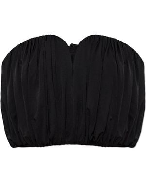 Self-Portrait Draped Strapless Top - Black