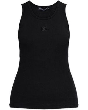Dolce & Gabbana Ribbed Spaghetti Strap Top - Black
