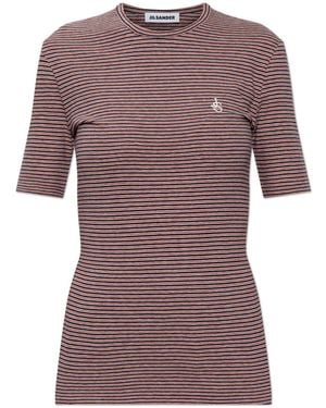 Jil Sander Striped Pattern T-Shirt - Purple