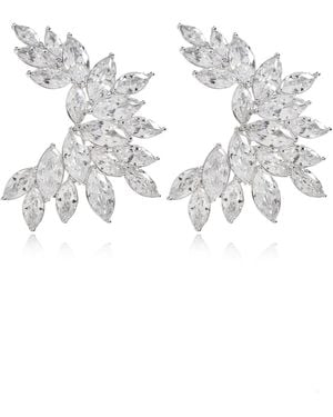 Self-Portrait Earrings With Shimmering Crystals - White