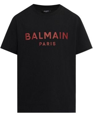 Balmain T-Shirt With Printed Logo - Black