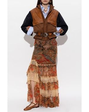 Etro Insulated Jacket With Belt - Brown