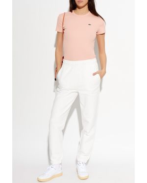 Lacoste Ribbed Fitted Top - White