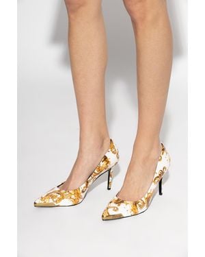 Versace Jeans Couture Heeled Shoes With 'Barocco' Pattern - White